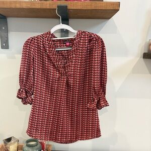 Vince Camuto Red and Black Patterned Blouse